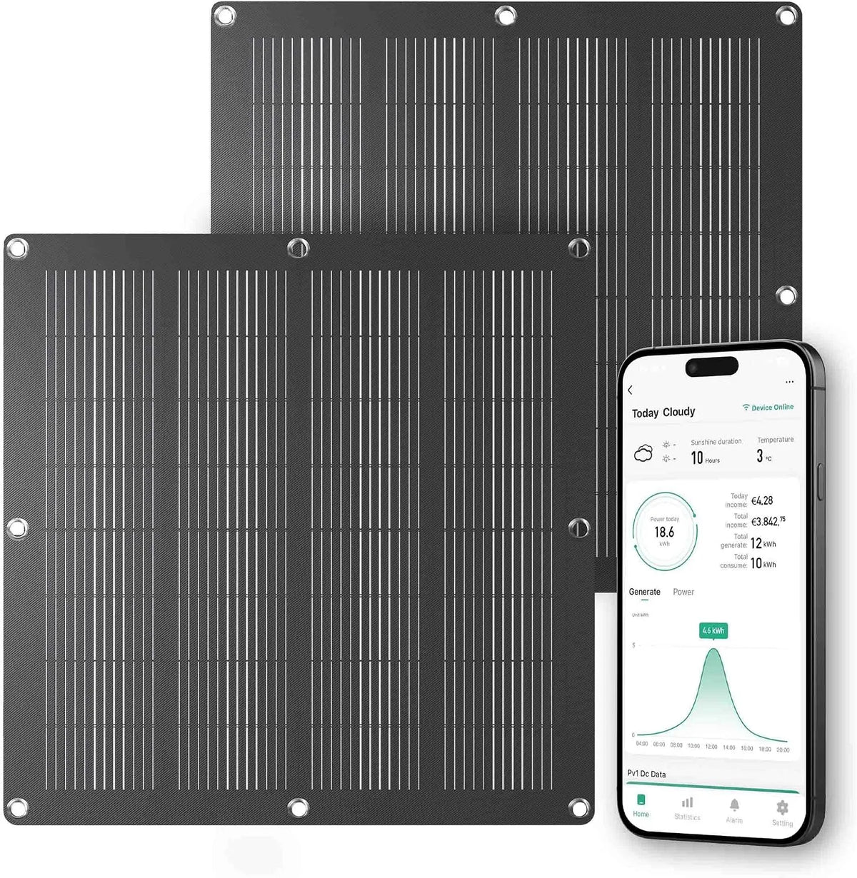 Balkonkraftwerk-Komplettset und Photovoltaiksystem, 110W, flexibel, für Gartenbewässerung