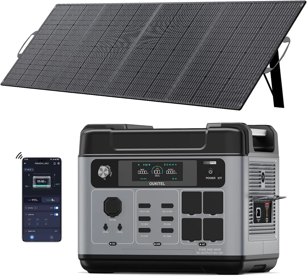 Tragbare Powerstation und Solargenerator, 3200W, 400W, solarbetrieben