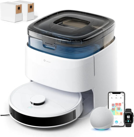 LEFANT M3 Staubsaugroboter mit Wischfunktion, 12000 Pa, 220 Min Laufzeit, Multi-Floor-Mapping, No-Go-Zonen, Hindernisvermeidung, LiDAR-Navigation, Automatische Dockingstation, Wischmopphebung, Weiß