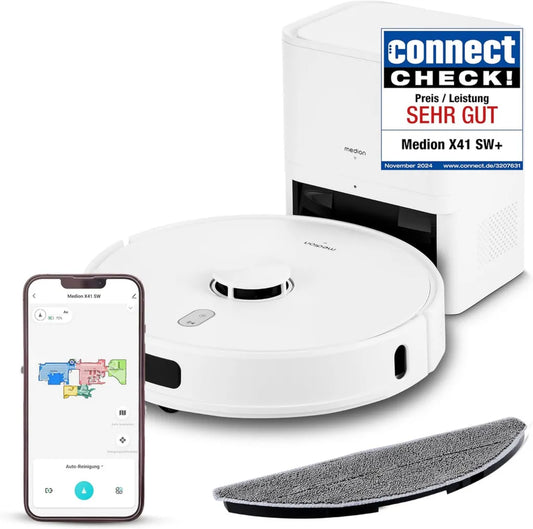 Intelligenter Saugroboter mit Absaugstation und Lasernavigation – 8000Pa Leistung, 2-in-1 Staubsauger und Wischer