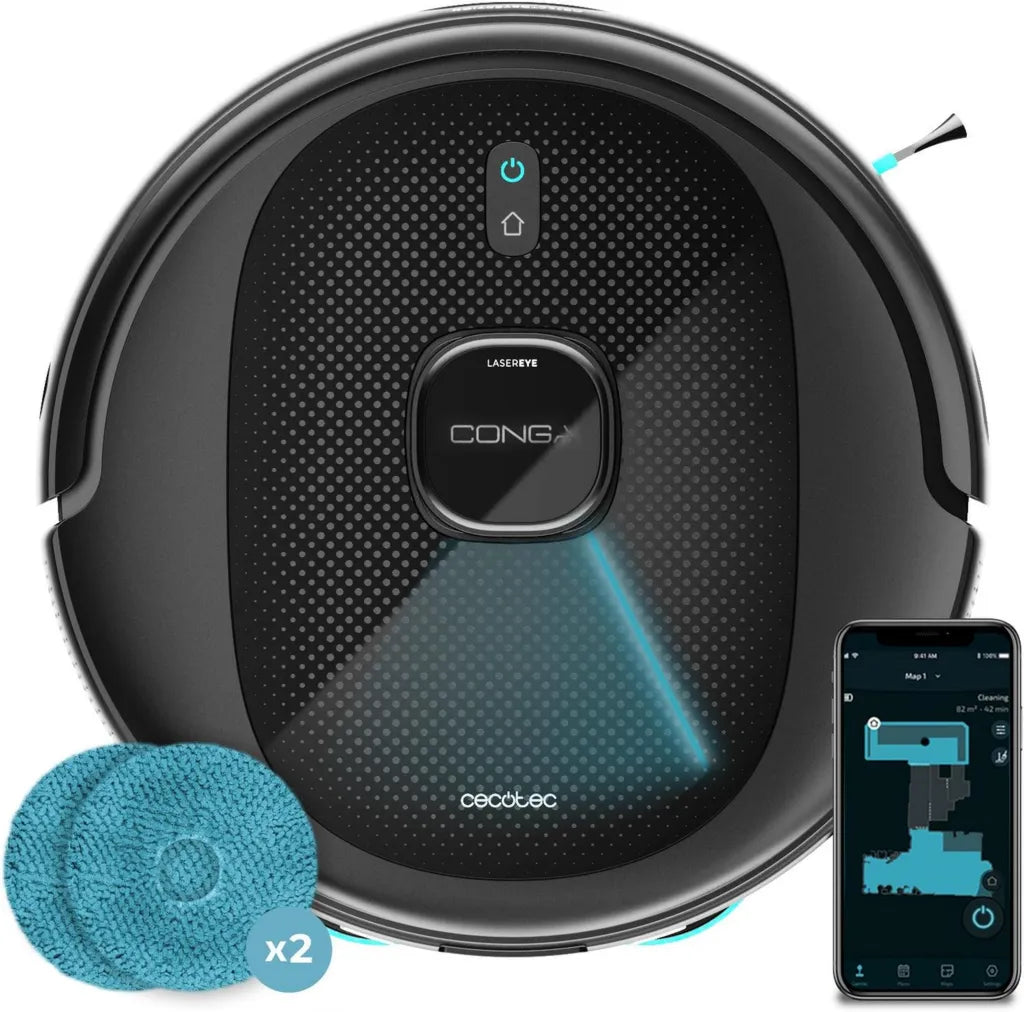 Cecotec Conga 9990 AI Saug- und Wischroboter, 10000Pa, Intelligente Navigation, Mehrfachreinigung, 240 Min. Laufzeit