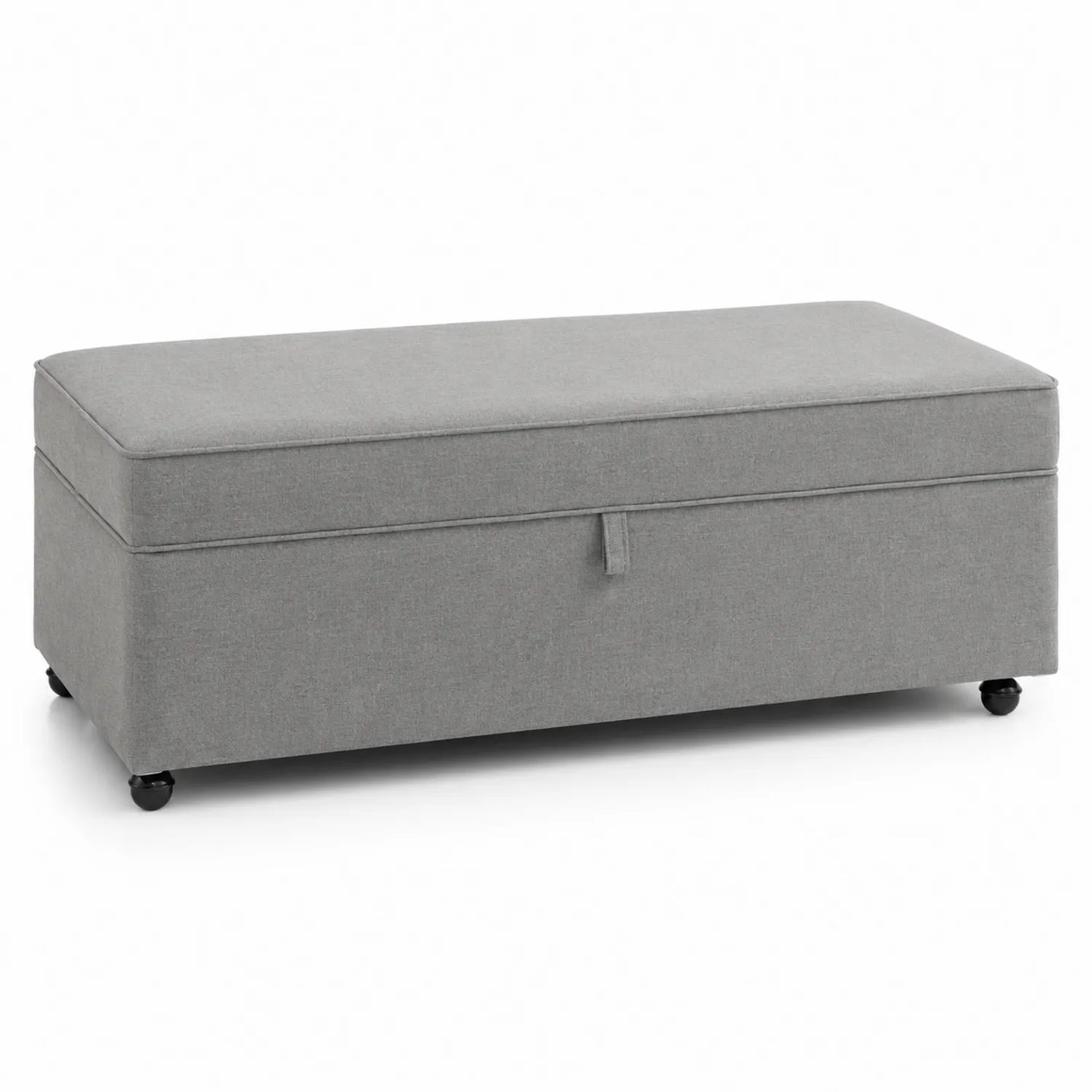 Polsterbank mit Aufbewahrung Grau 120x40x45 cm Leinen Look auf Rollen