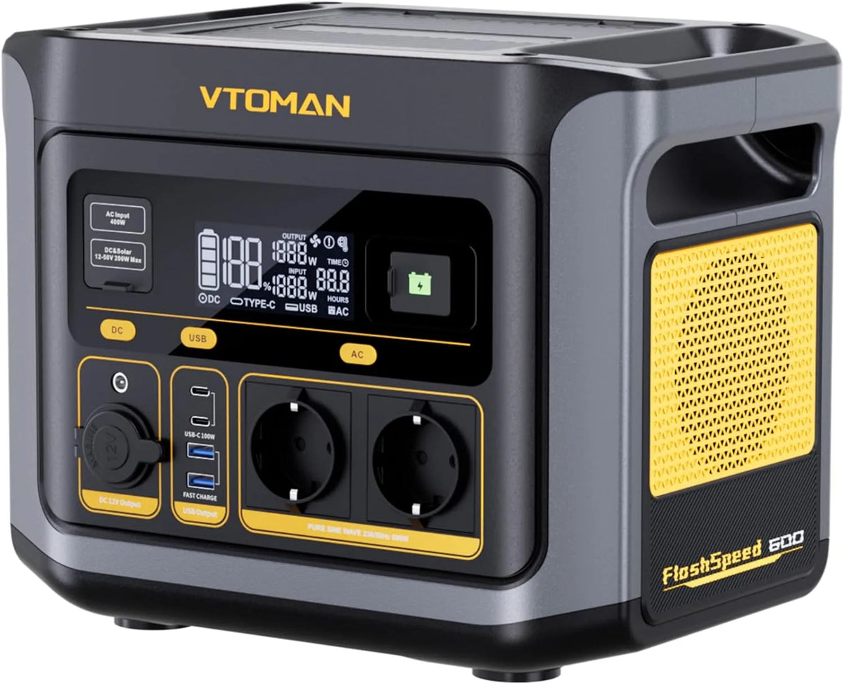 Tragbare Powerstation und Solargenerator, 499Wh, 600W, 1200W