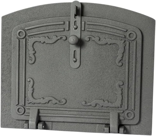 Gusseiserne Ofentür handgefertigt - Hitzebeständig bis 500°C - Ideale Eingangstür für Pizzaofen, Brotbackofen, Räucherkammer, Outdoor-Küche, Holzofen & Grill (Graphit)