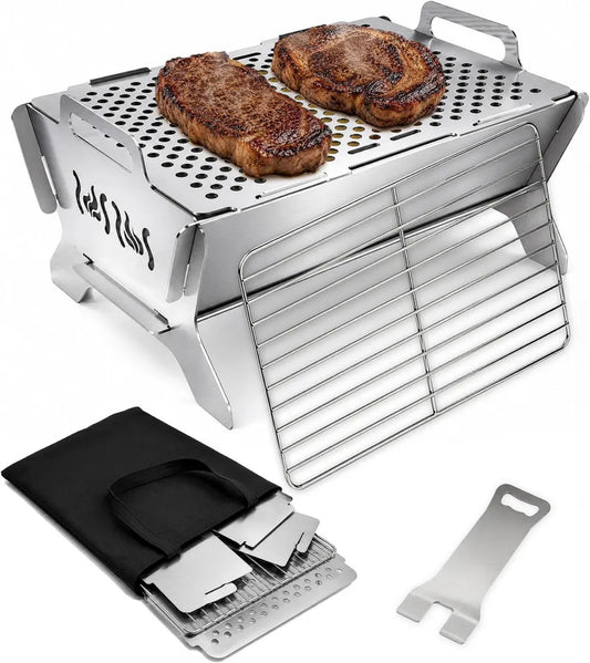 Charmline Tragbarer Faltgrill, Kompakter Holzkohlegrill für Camping & Outdoor, Schnelle Montage, Perfekt für Strand & Garten