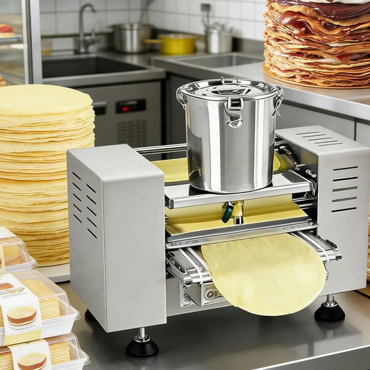 Professionelle Crepes-Maschine mit Förderband, einstellbare Geschwindigkeit und Heizung für Pizza und Tortillas