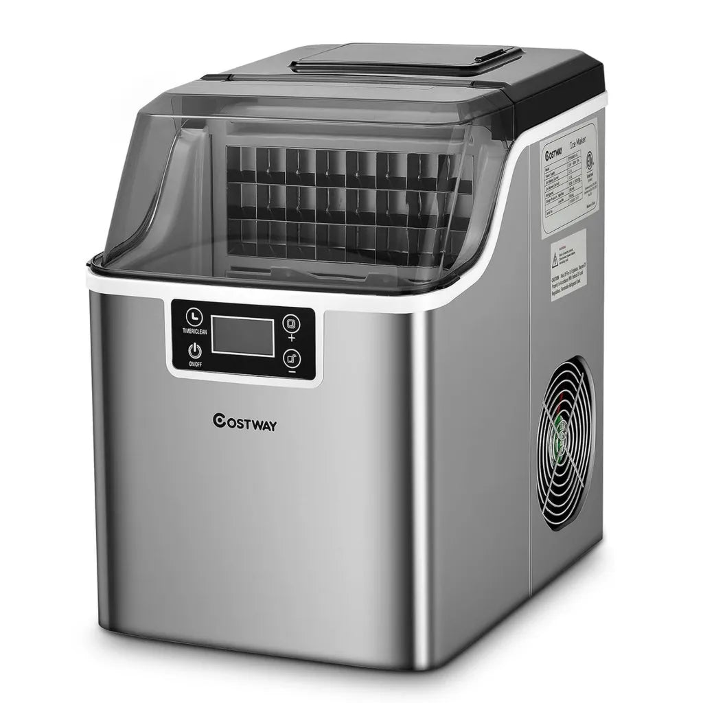 COSTWAY 3,2L Eiswürfelmaschine mit Timer, 18 kg/24 Std. Eisproduktion, inkl. Schaufel und LCD-Anzeige