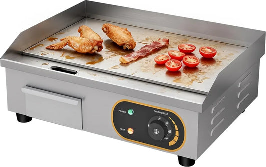 Elektrischer Grillplatte 54cm, Profi Gastronomie Tischgrill aus Edelstahl, 3000W, Temperaturregelung 50-300°C