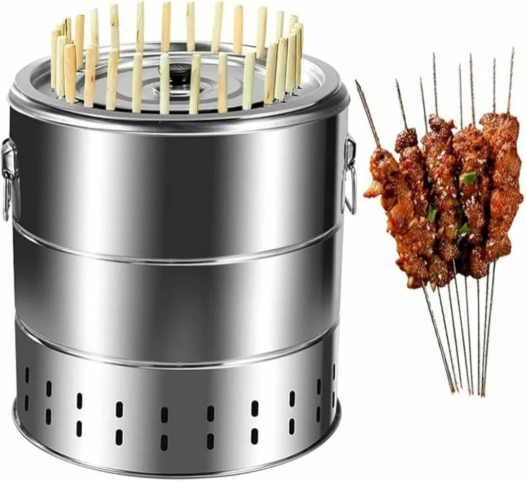 Rauchfreier tragbarer Edelstahl-Holzkohlegrill für Kebab und Camping