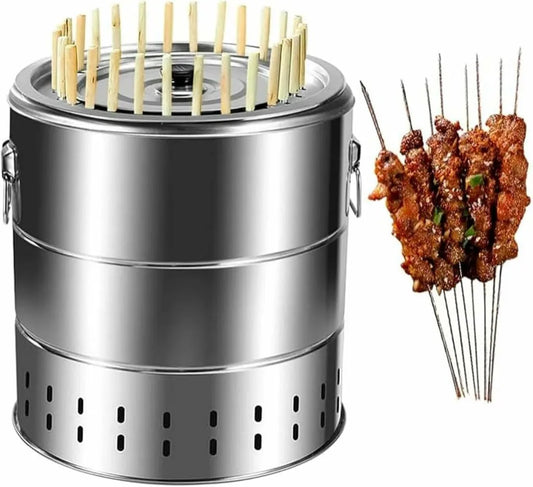 Rauchfreier tragbarer Edelstahl-Holzkohlegrill für Kebab und Camping