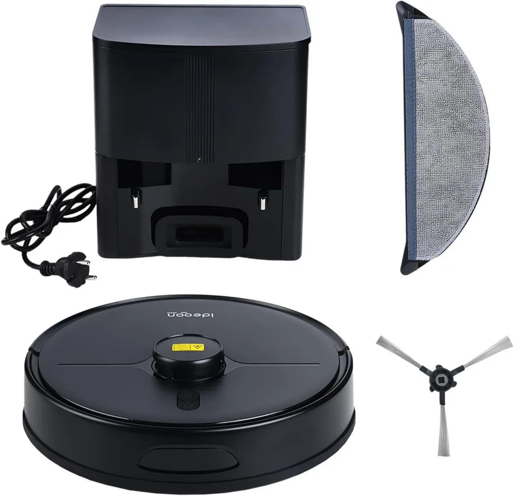 ideoon Smarter Saug- und Wischroboter mit 6000 Pa, 2-in-1 Funktion, schwarz - Li-Ionen-Akku, Laser-Navigation, WLAN-kompatibel