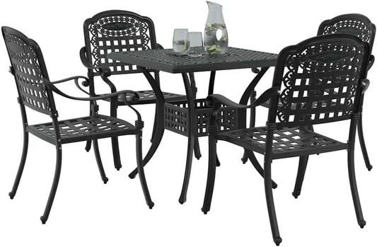 Antikes Gartenmöbel-Set aus Aluminium, 5-teilig, Schwarz