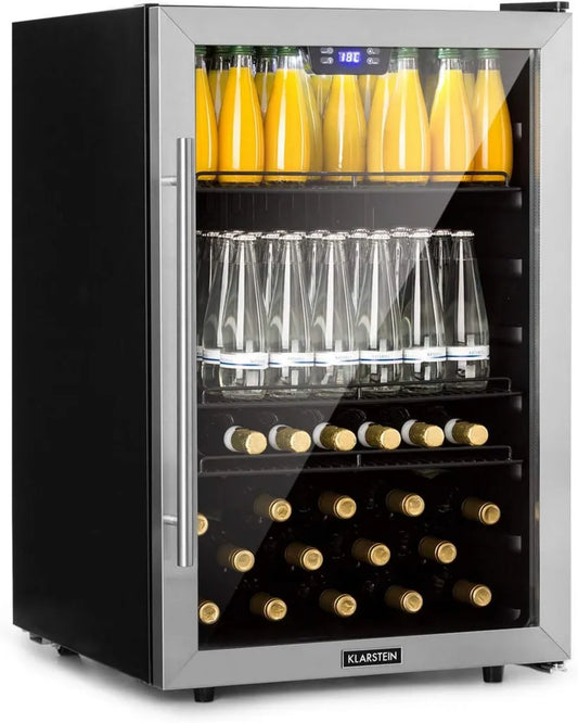 Klarstein Getränkekühlschrank 147L mit Glastür, LED & Metallregalen