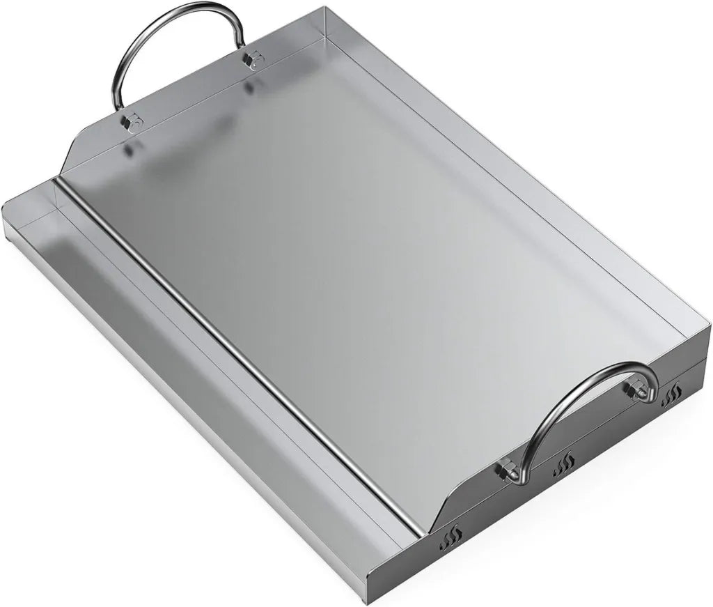 onlyfire Universal Edelstahl Grillplatte für Holzkohle- und Gasgrills, rechteckig 51x32x7cm