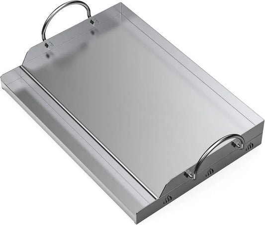 onlyfire Universal Edelstahl Grillplatte für Holzkohle- und Gasgrills, rechteckig 51x32x7cm