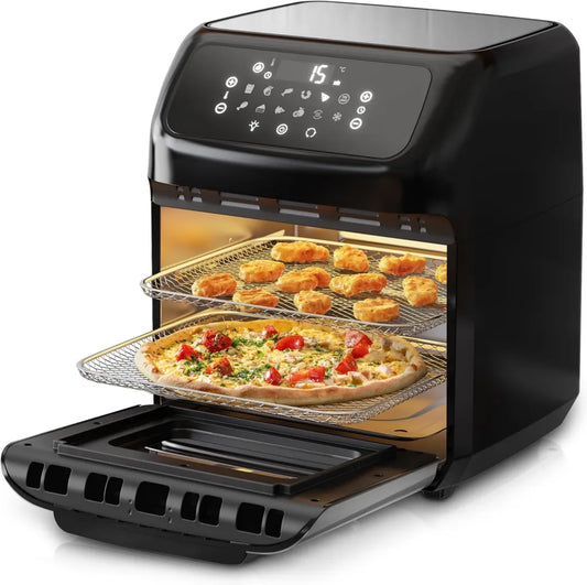 Arendo 4-in-1 Heißluftfritteuse 12L - Grill- und Dörrfunktion - Ofen mit LED-Touchscreen - Ölfreies Frittieren - Umluft-Backen für Pizza und Hähnchen - BPA-frei