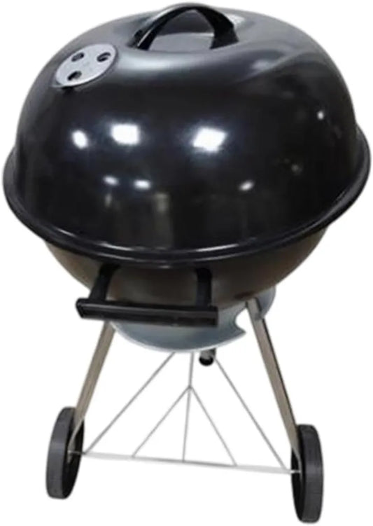 Tragbarer Holzkohlegrill mit Deckel und Temperaturregler für Outdoor-Partys, Schwarz