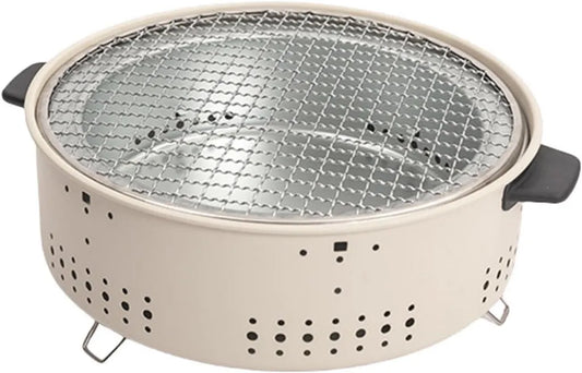 Kompakter Holzkohlegrill für Camping mit hitzebeständigem Griff, ideal für vielseitiges Grillen