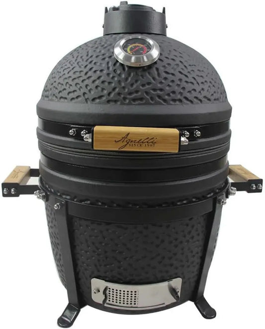 Agnelli Keramik Kamado Grill, Schwarz, Kompakt und Professionell