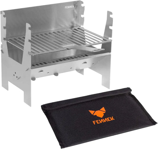 FENNEK tragbarer Edelstahl-Holzkohlegrill, ultraleicht 2,3 kg, ideal für Camping und Outdoor