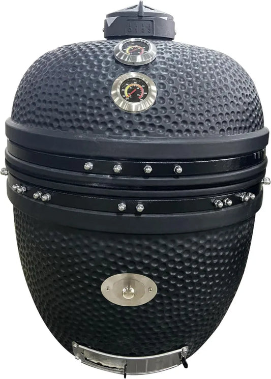 YNNI XXL Kamado Grill 69,6 cm Matt Schwarz mit Trolley