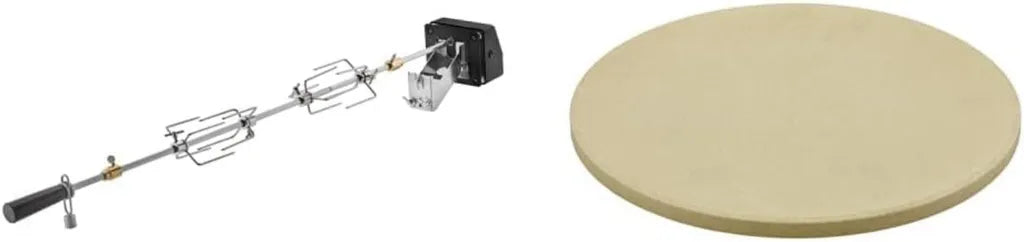 RÖSLE Profi-Grillspießset mit Pizzastein, Tragkraft 10 kg, Cordierit, Ø 30 cm
