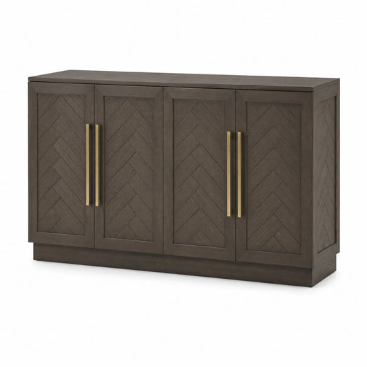 Sideboard aus Eichenholz mit Metallgriffen 160x45x85cm Braun