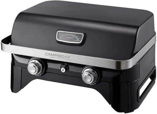 Campingaz Attitude 2100 LX Tisch-Gasgrill, 2 Brenner, 5 kW, Tragbar mit Thermometer & Gusseisenrost