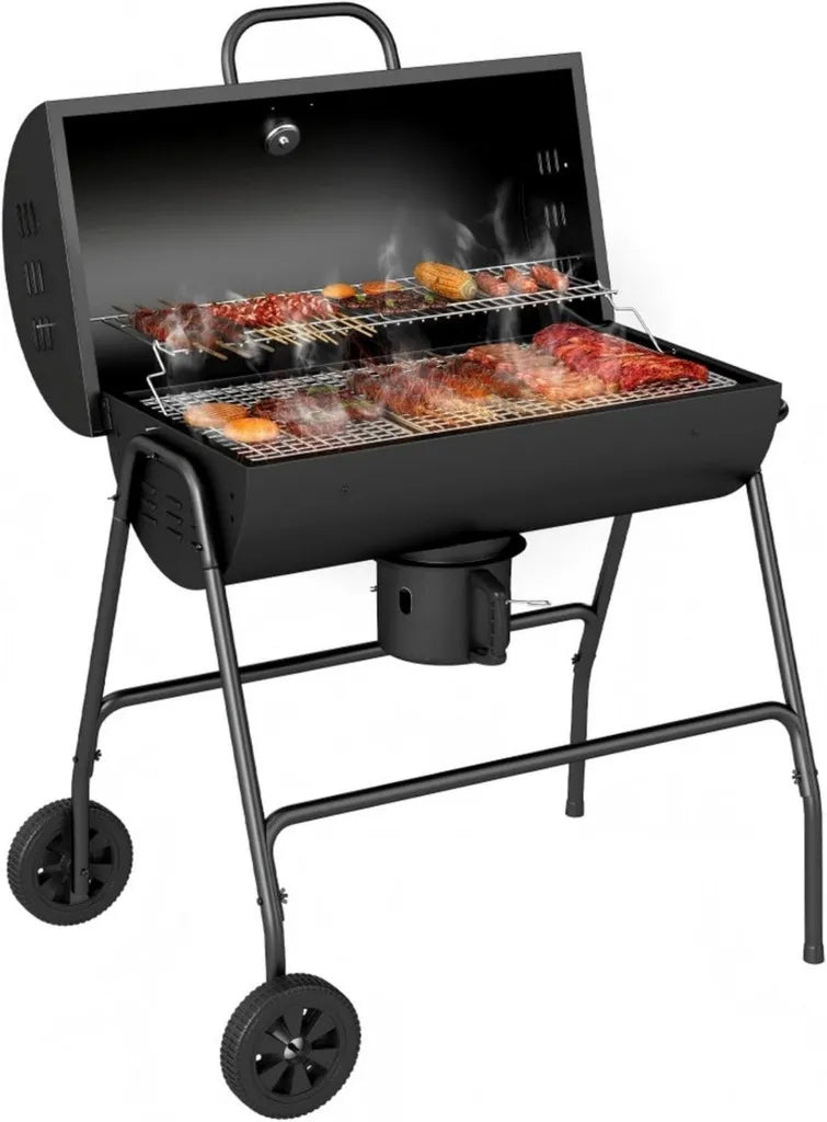 Kompakter Holzkohlegrill: Tragbarer Campinggrill mit Klappablagen für Outdoor-Aktivitäten