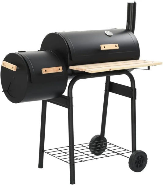Klassischer Holzkohlegrill mit Offset-Smoker für Küche & Garten