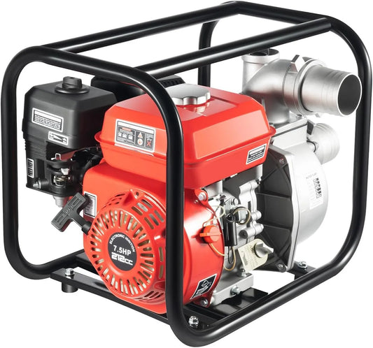 Benzin-Motorpumpe und Wasserpumpe für Bewässerung, 1236m³/h, 7.5m, 30m, 212 cm, für Gartenbewässerung