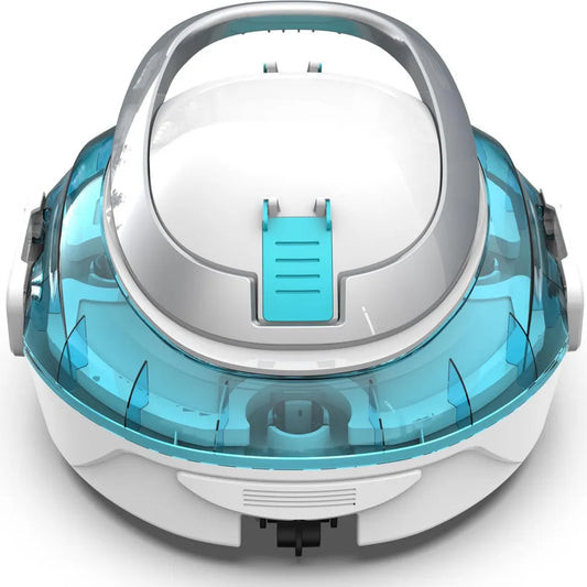 Kabelloser Poolroboter mit Dual-Motor und Schnellladefunktion für Flachbodenpools bis 80 m², 90 Min Laufzeit