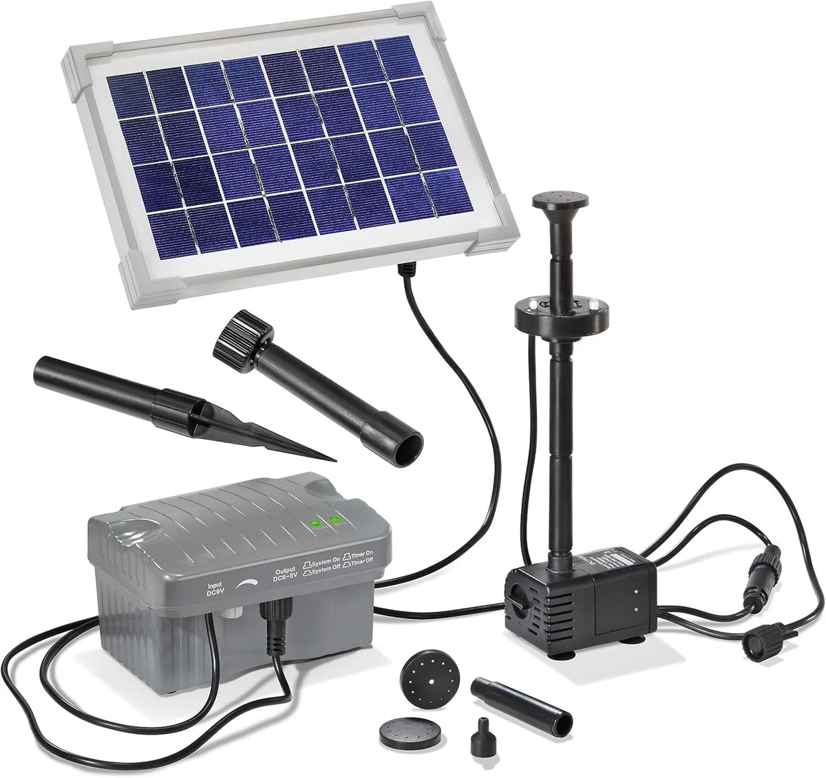 Solar-Teichpumpe und Springbrunnenpumpe, 330l/h, 0,9m, für Gartenteich und Wasserspiel