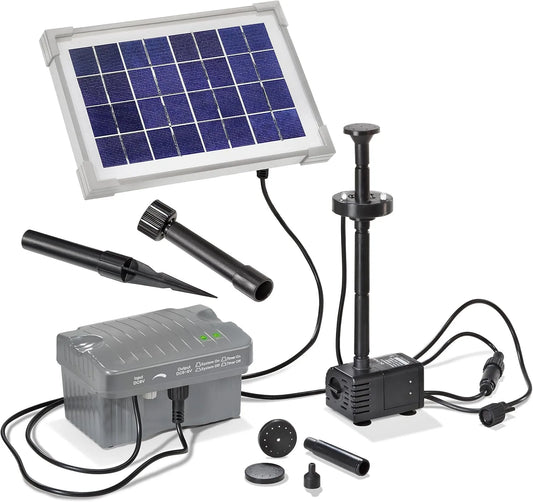 Solar-Teichpumpe und Springbrunnenpumpe, 330l/h, 0,9m, für Gartenteich und Wasserspiel