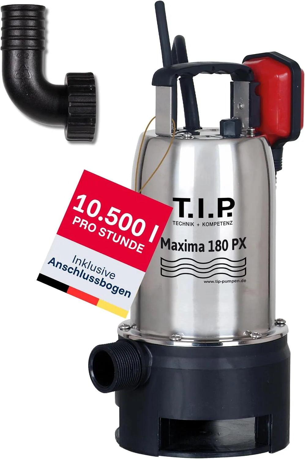 Schmutzwasser-Tauchpumpe und Entwässerungspumpe, 10.500 l/h, 25mm