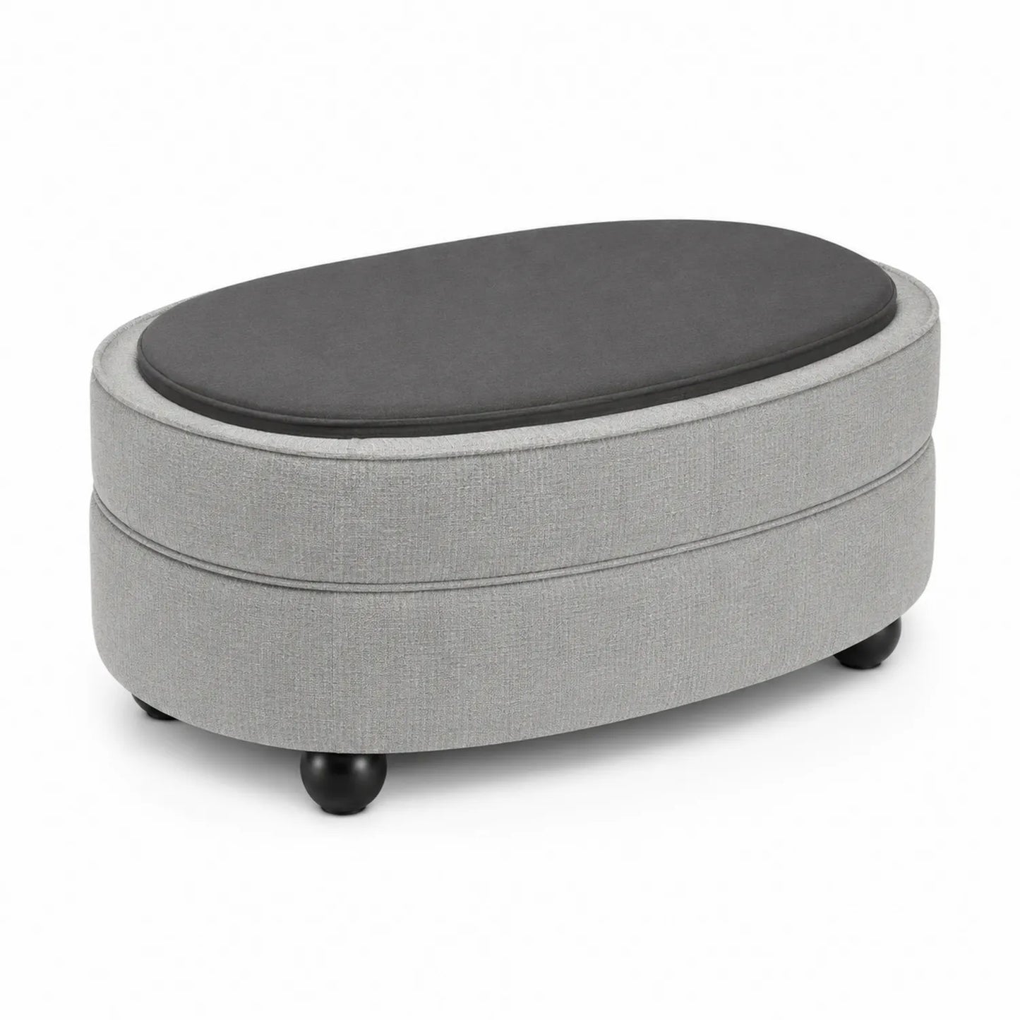 Hocker Oval Dunkelgrau/Schwarz 90cm