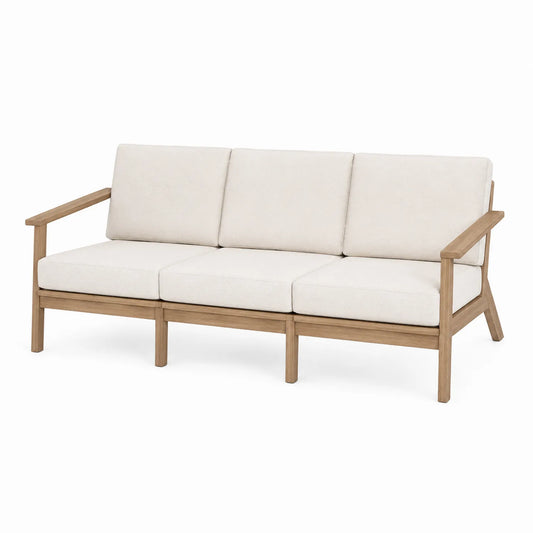 3-Sitzer Sofa Holz Beige