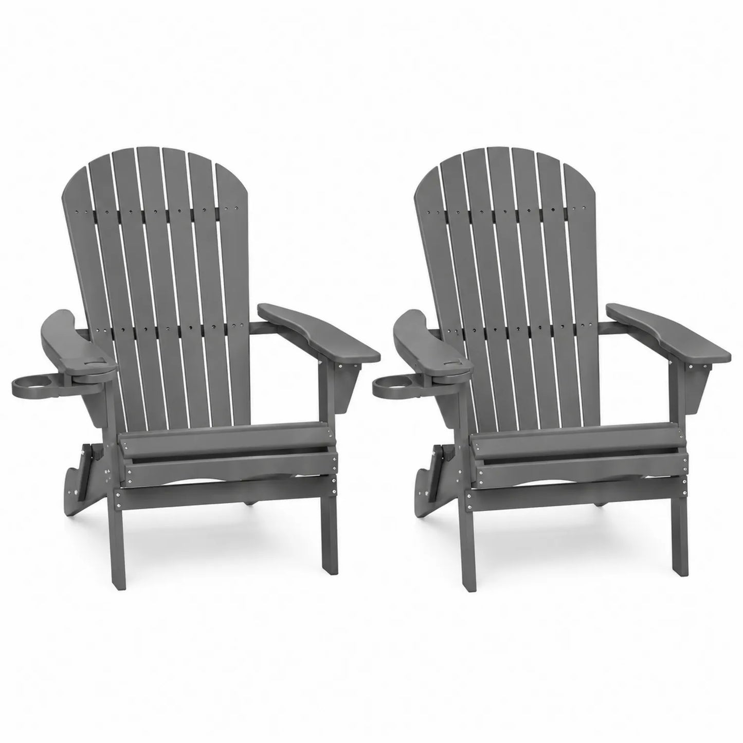 Outdoor Kunststoff Gartenstuhl Set mit Getränkehalter, Grau
