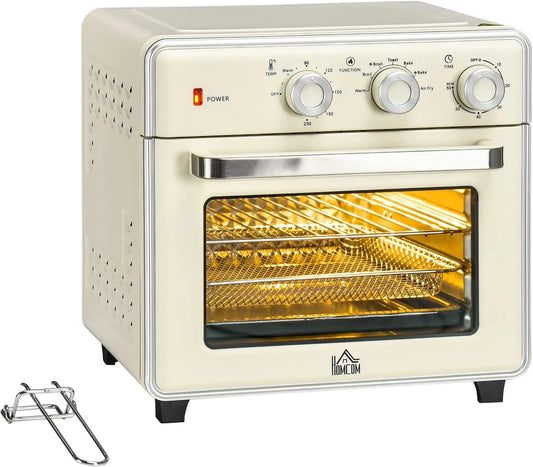 Backofen, 20 L, 1400 W, HOMCOM, Weiß, HOMCOM Minibackofen mit Umluft 20L Mini Ofen mit Backblech 1400W Weiß
