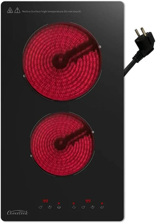 Elektrokochfeld, 2900 W, Cerankochfeld, Touch-Bedienung, Cerankochfeld 2 Zonen 2900W Touch Bedienung Glaskeramik