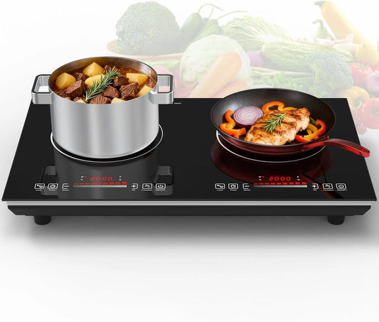 Induktionskochfeld, 2 Kochzonen, 3600 W, Induktionsplatte, Touch-Bedienung, Timer, Kindersicherung, VBGK induktionskochplatte 2 platten