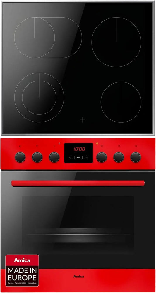 Amica Produkt Einbauherd Set 60 cm 65 L Glaskeramik Rot EHC 12920 R