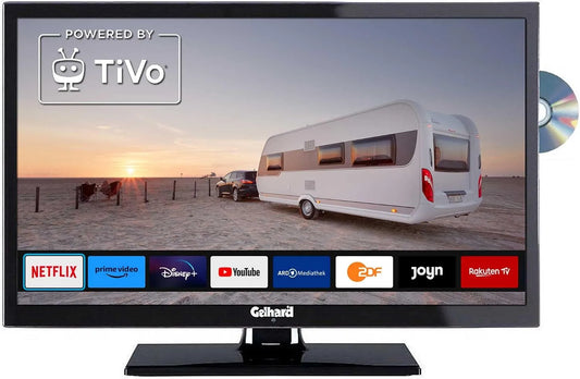 Smart TV GTV2422I, 24 Zoll, 12 V, Fernseher, USB, WLAN, DVD, S2, T2, 12V 230 Volt WLAN
