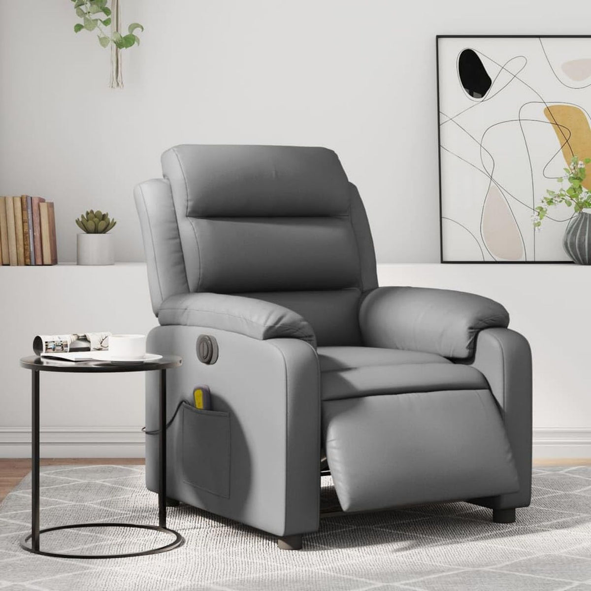 Massagesessel - mit Kunstlederbezug, grau, Homgoday