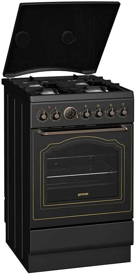 Gorenje K 57 Herd Elektro und Gas, 48 Liter, Breite: 50 cm, matt-schwarz, Classico Collection CLB1