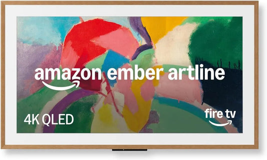 Smart TV, 65 Zoll, Fernseher, 4K UHD, QLED, HDR, HDR10+, Sprachsteuerung mit Alexa - Teakholz, Amazon Ember Artline 65' mit Fire TV, individuelle