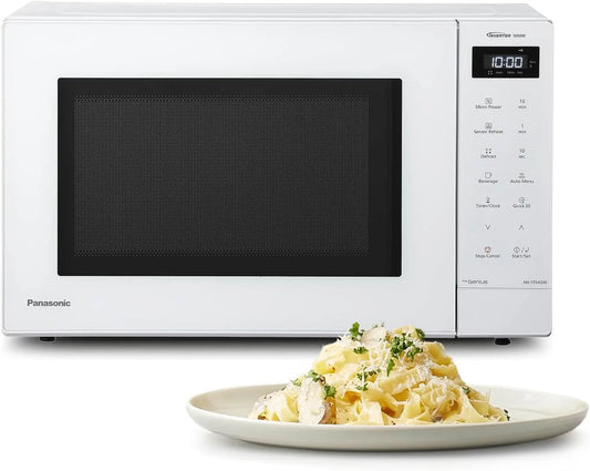 Panasonic NN-ST64QWEPG Mikrowelle, 32 L, Touch-Bedienung, Inverter, Auftaufunktion, Mikrowellenofen, Weiß, Quick 30 Funktion, 1000 Watt Leistung