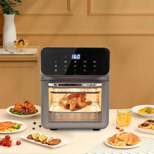 Elektrischer Pizzaofen, 13 L, 1350 W, Touch-Bedienung, Grill, LCD-Display, Auftaufunktion, vielseitiger Visuelle Funktion Backofen, 13L, 1350W