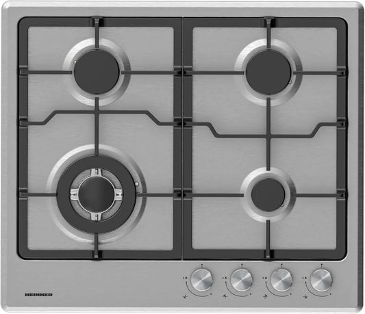 Gaskochfeld HBH-M495IWFIx, Einbau, Gusseisen, Edelstahl, Gaskocher, 5 Jahre Garantie, Mehrere Gasbrenner, elektrische Zündung, Gas-Sicherheitssystem