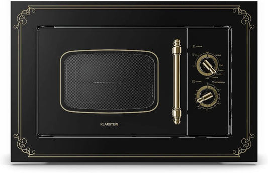 Klarstein Mikrowellen-, 1000, 20 L, 800/1000 W, Grill, Einbau, Edelstahl, Mikrowellenofen, Schwarz, 3 Kombi-Funktionen, Einbaurahmen